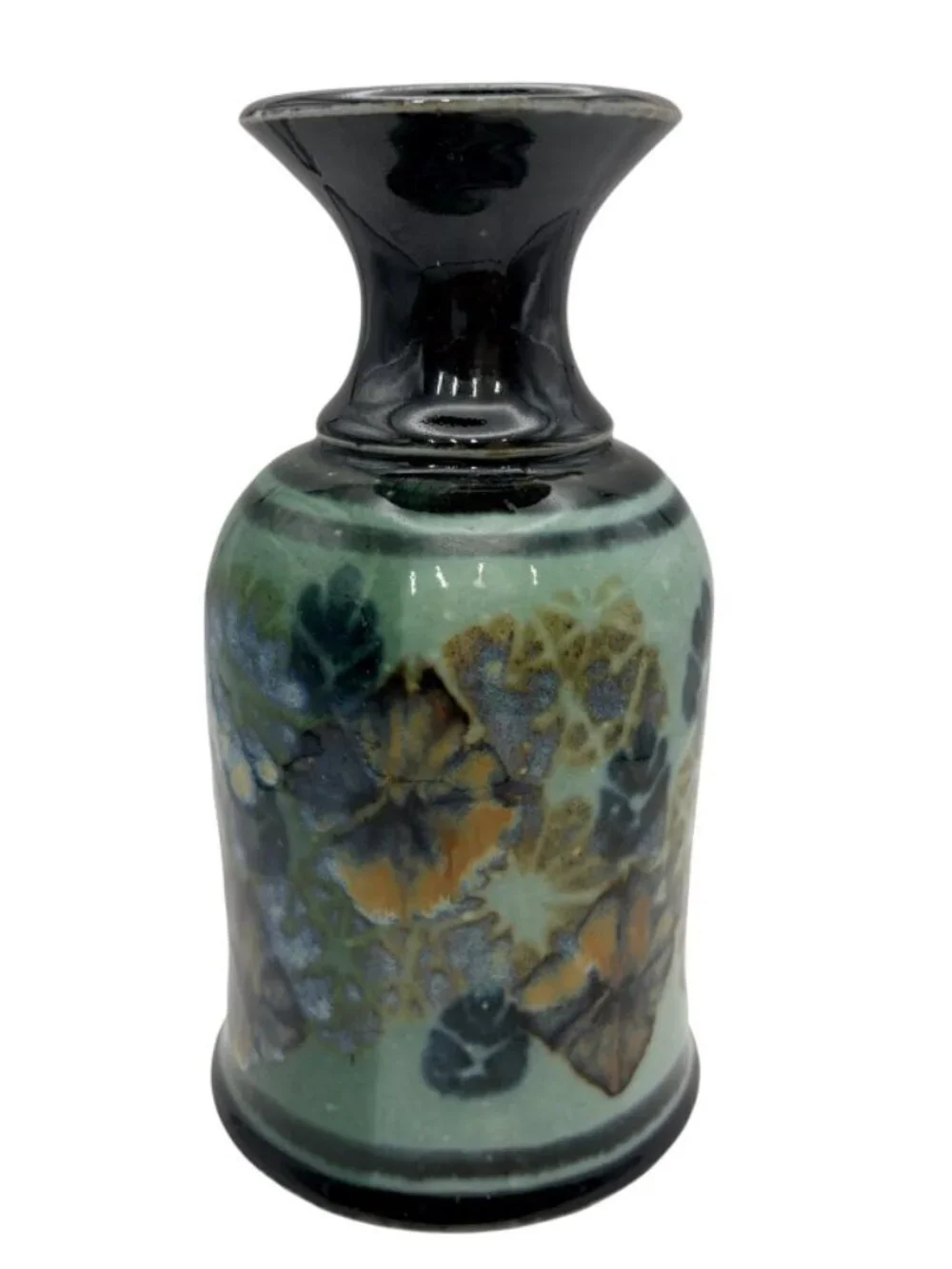 VTG 1980 Apple Lane Pottery Stoneware Vase by Bill Nagengast Handcrafted Floral